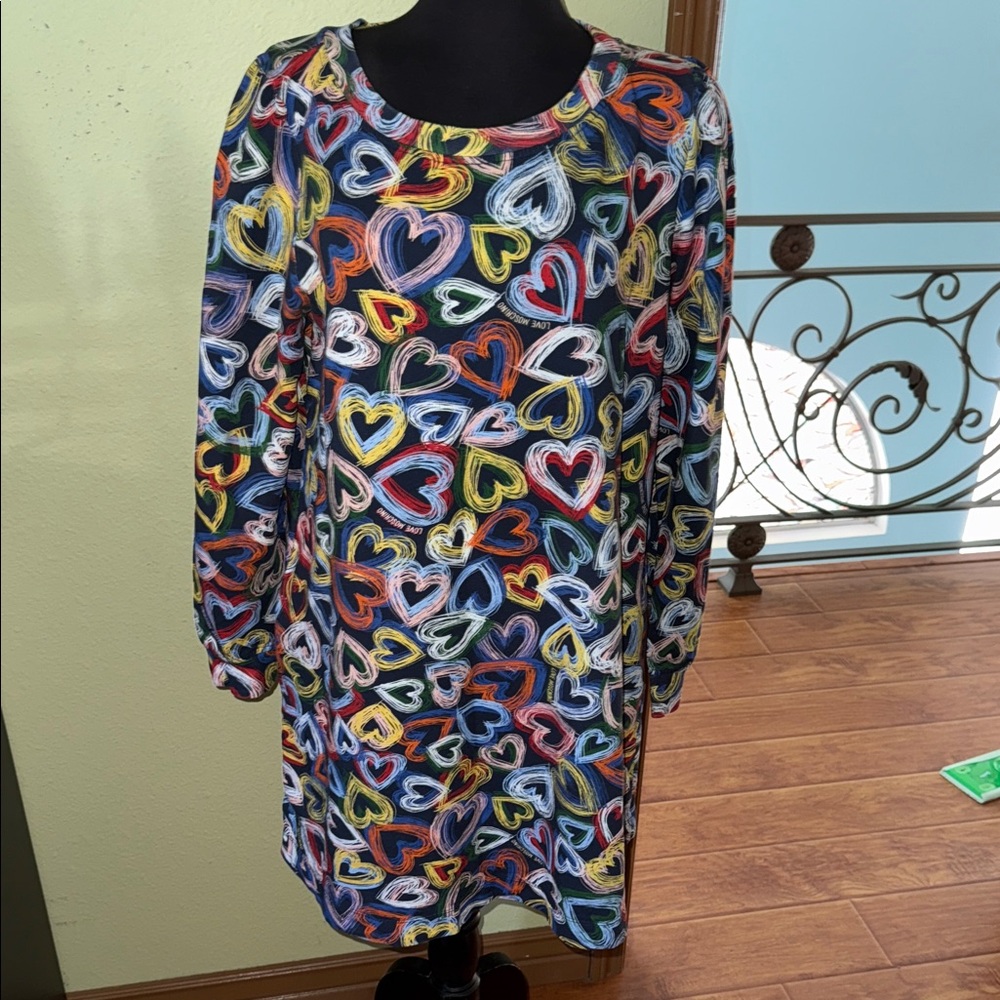 Love Moschino Colorful Scribble Heart Pattern Dress with Logo size 10